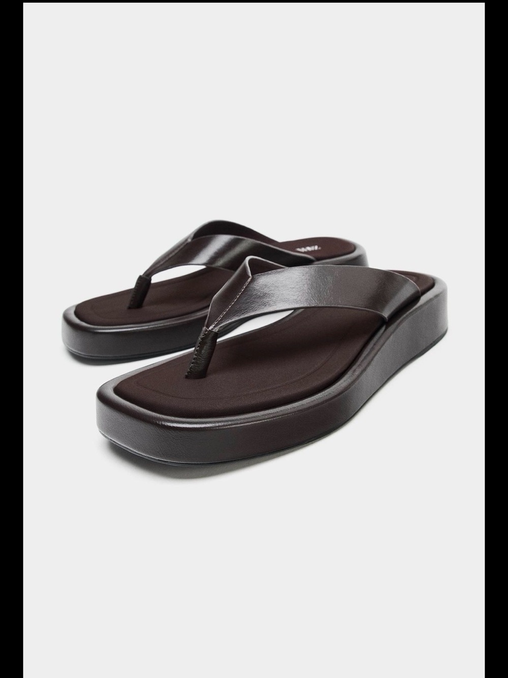 Zara Dark Brown Platform Thong Sandals